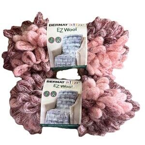 BERNAT Alize EZ Wool Yarn | 2 Skeins | Burgundy 09010 | Wool Blend | 5.3 oz 150g